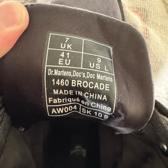 Dr. Martens 1460 Grey Brocade Velvet Boots - Picture 4 of 10